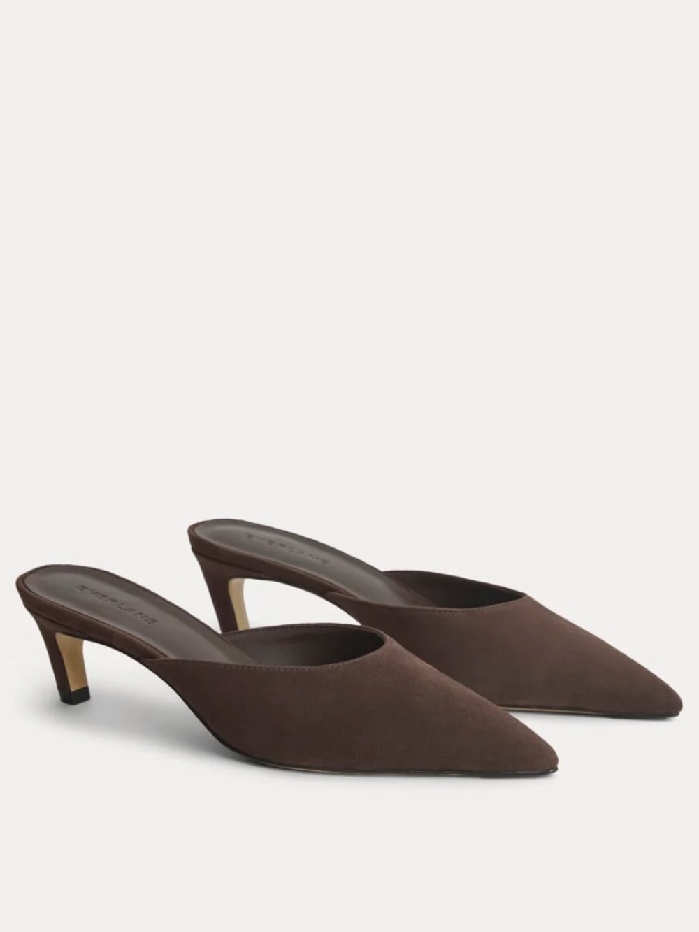 AEROSOLES suede Brown Pointed Toe Low kitten Heel Mule